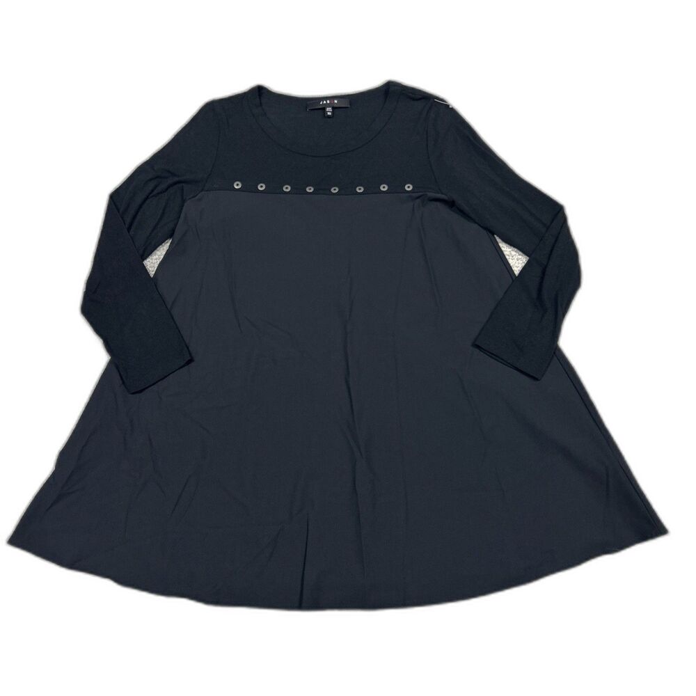 Jason Comfy USA Tunic Top Womens XS Stretch Black Lagenlook J104 USA